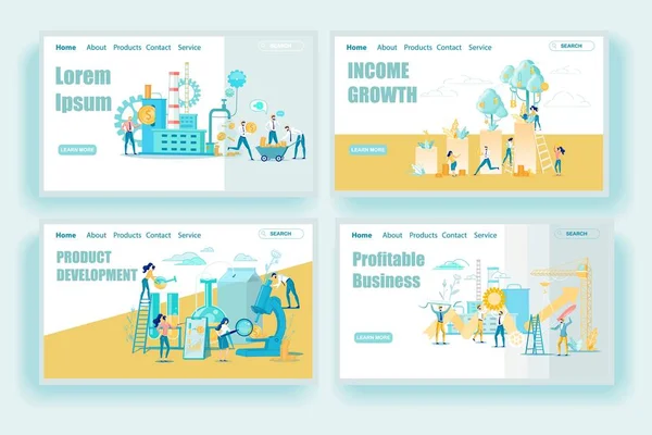 Profitable Business Production Process Page Set — 스톡 벡터