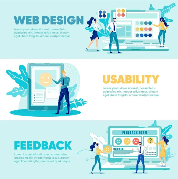 Färgval Webbdesign, användbarhet, feedback. — Stock vektor