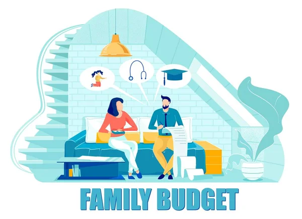 Manželé pár Diskuse o rodinném rozpočtu společně. — Stockový vektor