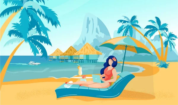 During Holidays Girl Fulfills Customer Order. — Stock Illustration During Holidays Girl Fulfills Customer Order. Vector Graphics