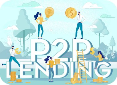P2p Ödünç Verme ve Küçük İş İnsanları İllüstrasyonu