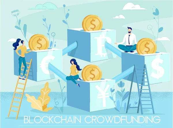 Blockchain Crowdfunding Cryptocurrency Donazione — Vettoriale Stock