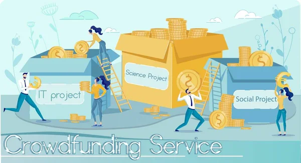 Crowdfunding Service for It, Επιστήμη, Κοινωνικές Ιδέες — Διανυσματικό Αρχείο
