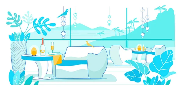 Strefa luksusowego wypoczynku w Resort Cafe Projektowanie wnętrz — Wektor stockowy