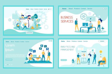 Business Services Landing Page Vector Template Set