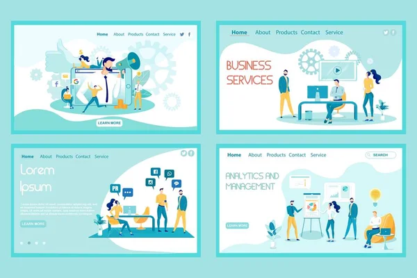 Business Services Landing Page Conjunto de modelos de vetores — Vetor de Stock