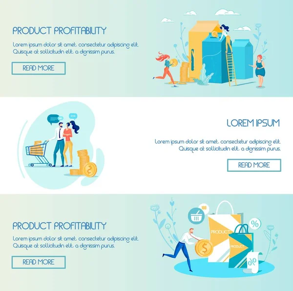 Product Profitability Income Collection Banner Set — Stock vektor