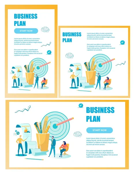 Effective and Profitable Business Plan Banners Set — ストックベクタ