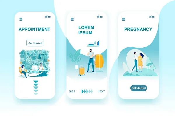 Family Healthcare, Chore, Pregnancy Mobile App Set — Wektor stockowy