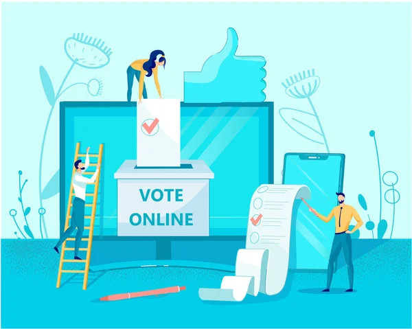 Vote Online, Voters Making Decisions via Internet — 스톡 벡터