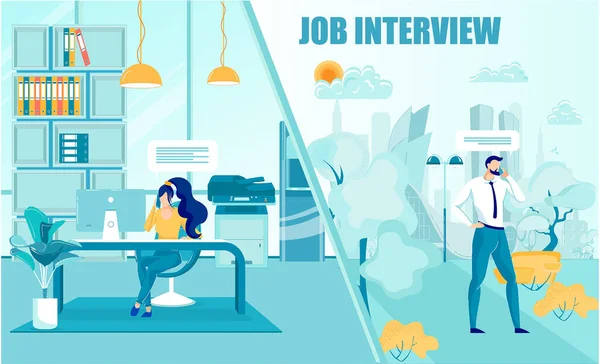 Job Interview HR Department Searches New Employee. — 스톡 벡터