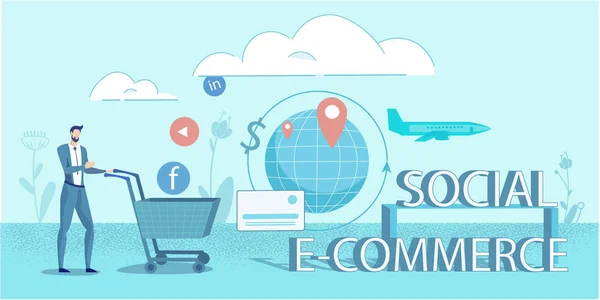 E-Commerce Online Business in Social Media Network — Vettoriale Stock