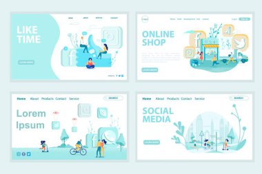 Social Media Network Development Landing Page Set