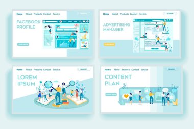Social Media Network Development Landing Page Set
