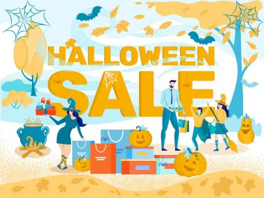 Halloween Holiday Sale Flat Vector Promo Banner