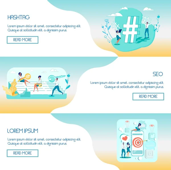 Modern Promotion SMM Methods Header Banner Set — Stock vektor