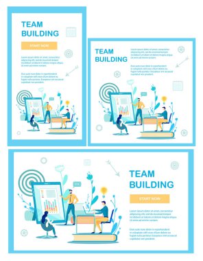 Illustration Set Written Team Building, Cartoon.