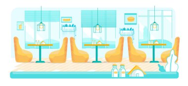 American Style Cafe Interior Trendy Flat Design