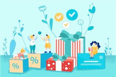 Joyful Little Children Flat Vector Illustration