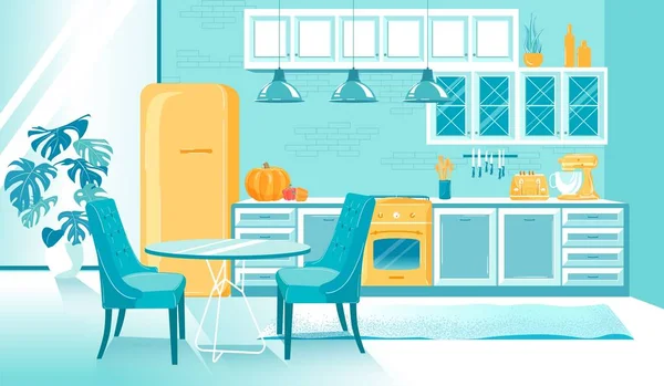 Acogedor comedor en el hogar cocina vacía interior — Vector de stock