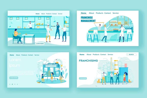 Set de Landing Page Ofreciendo Franquicias para Negocios — Archivo Imágenes Vectoriales