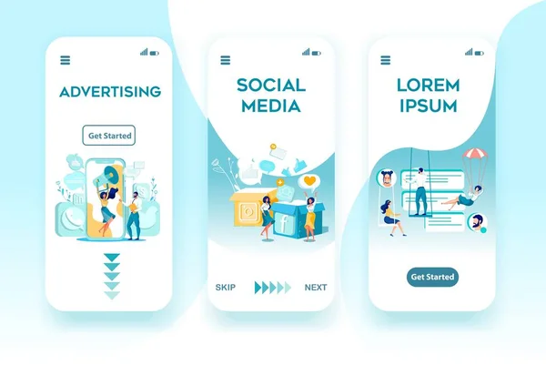 Reklama w mediach społecznościowych Mobile Screens Set — Wektor stockowy