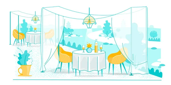 Street Café Panorama con Ambiente Relajante — Vector de stock