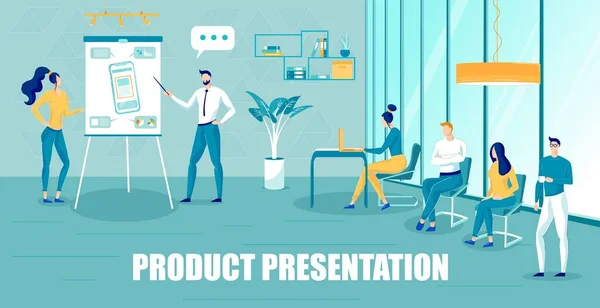 Innovatieve productpresentatie conferentie Cartoon — Stockvector