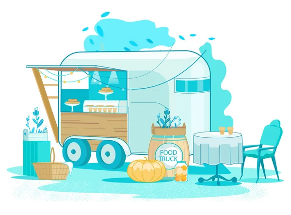 Illustration vectorielle Street Food Truck Intérieur . — Image vectorielle
