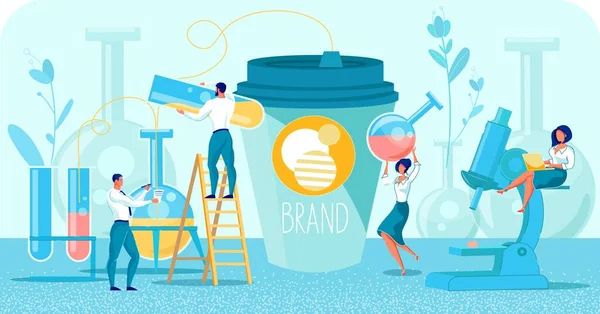 Creative Team Coffee Brand Geliştirme üzerinde çalışıyor — Stok Vektör