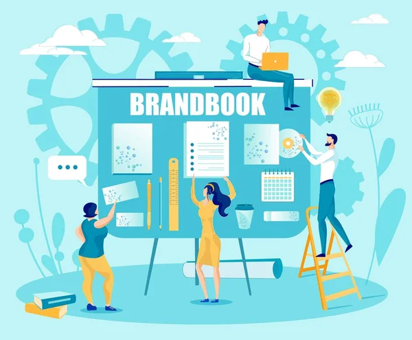 Şirket Brandbook ve Şirket Kimliği Oluşturuluyor. — Stok Vektör