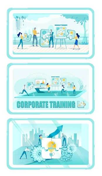 Prática de treinamento para funcionários de empresas corporativas — Vetor de Stock