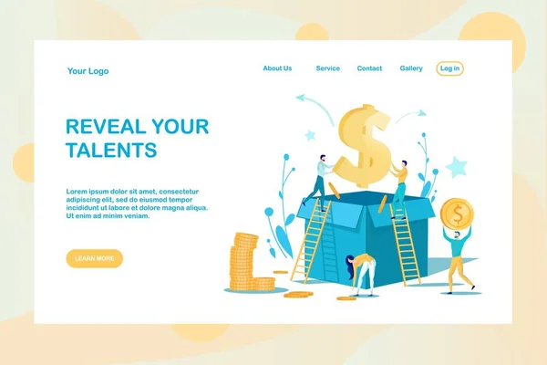 Fare soldi per lavorare Motivazione Flat Landing Page — Vettoriale Stock