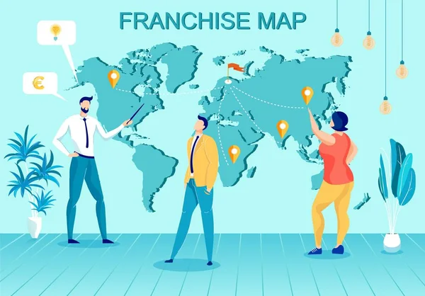 Franchise Business Company Extension World Map. — Stockový vektor