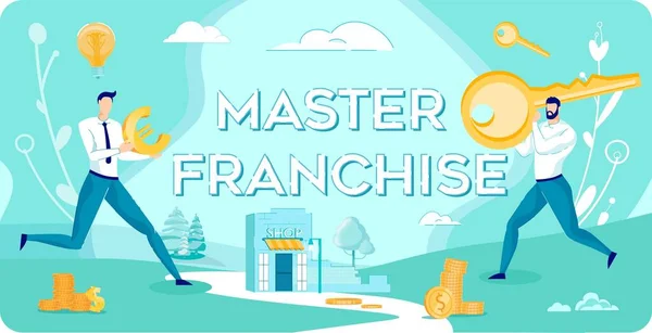 Master Franchise Επιγραφή και Business People. — Διανυσματικό Αρχείο