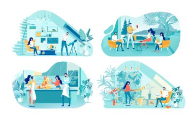 Ev İçi Boş Aktiviteler Sabit Çizimler Ayarlandı