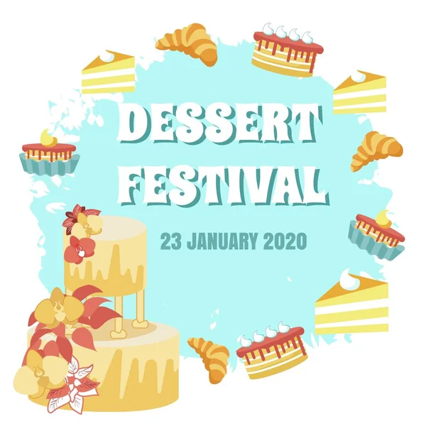 Dessert Festival Vector Banner met evenementdatum — Stockvector