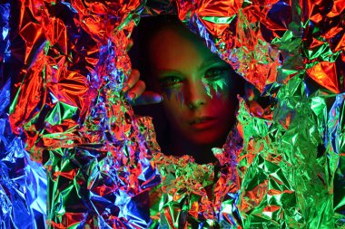 Gümüş makyajlı ve kül saçlı güzel bir kız. Güzellik portresi.