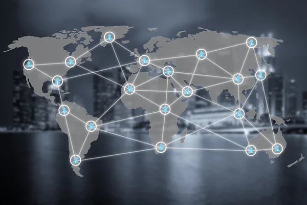 Rede social global ou diagrama de conexão de gestão de pessoas — Fotografia de Stock