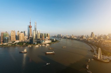 Havadan görünümü Şanghay, shanghai lujiazui Finans ve iş 