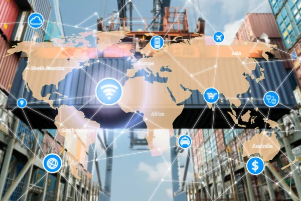 Smart technology concept with global logistics partnership for L — Stock Photo, Image