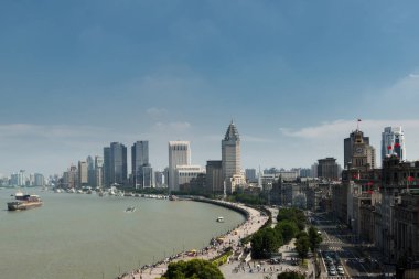 Cityscape modern binalar Shanghai, Shanghai bund içinde,