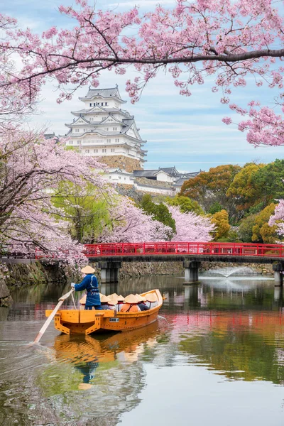 Himeji Castelo com bela flor de cereja na temporada de primavera em — Fotografia de Stock