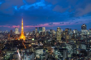 Tokyo Kulesi, Tokyo şehir manzarası, Tokyo Japon görünümünü hemen hemen, Tokyo