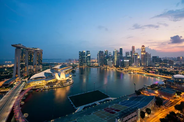 Panorama z panoramę dzielnicy biznesowej Singapuru i Singapur sk — Zdjęcie stockowe