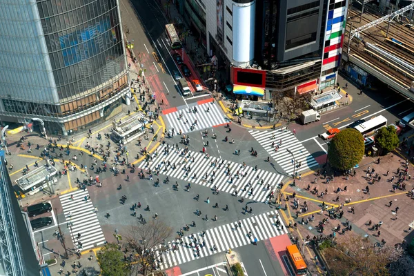 Tokyo, Japan syn på Shibuya Crossing, en av de mest trafikerade crossw — Stockfoto