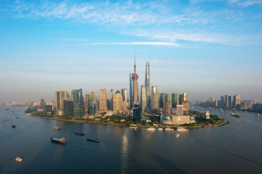 Shanghai manzarası city scape, Shanghai luajiazui Finans ve busi