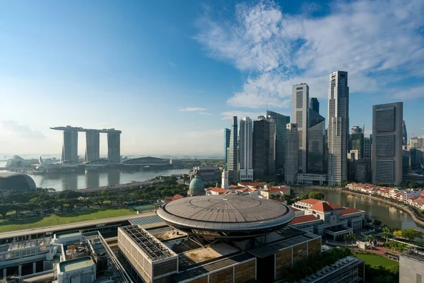 Panorama del horizonte del distrito de negocios de Singapur y Singapur sk — Foto de Stock