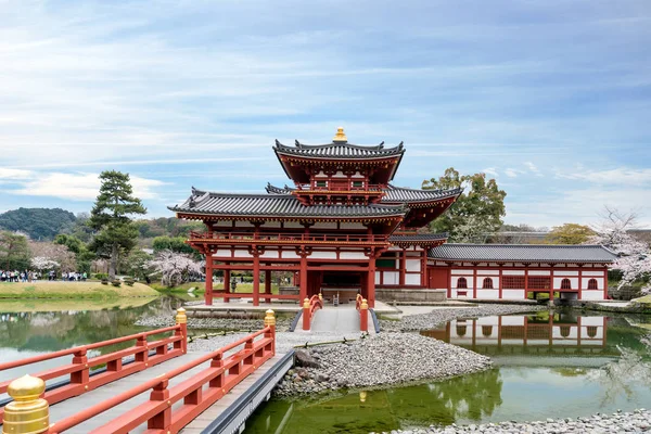 Tapınakta Uji, Kyoto, Japonya bahar sırasında Byodo içinde. Kiraz bloss