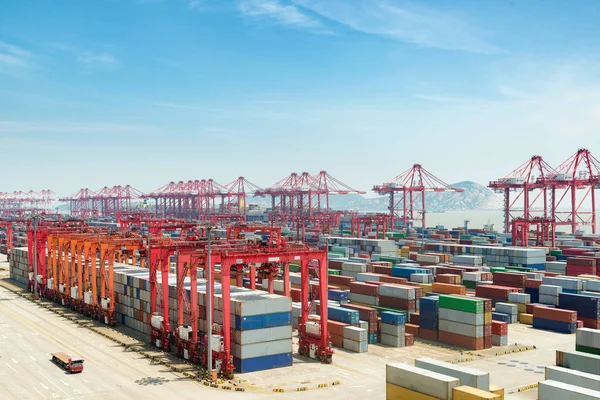 Industrial port with containers, Shanghai Yangshan deepwater por